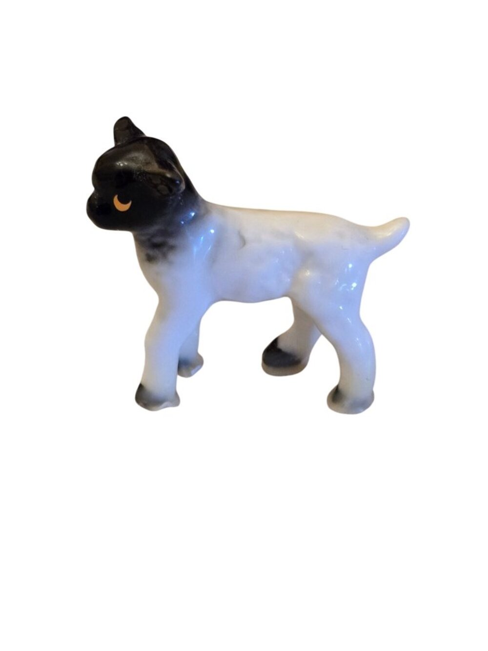 Vintage Miniature Porcelain Lamb‎ Figurine Black  White Collectible Hand-Painted